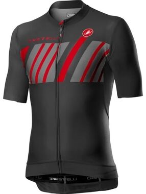 Castelli Black Cycling Jersey with Red & Gray Stripes Large